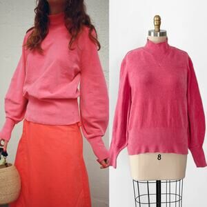 Just Female Adelet Knit Mock Neck Sweater in Rose Pink Velvet-like Soft